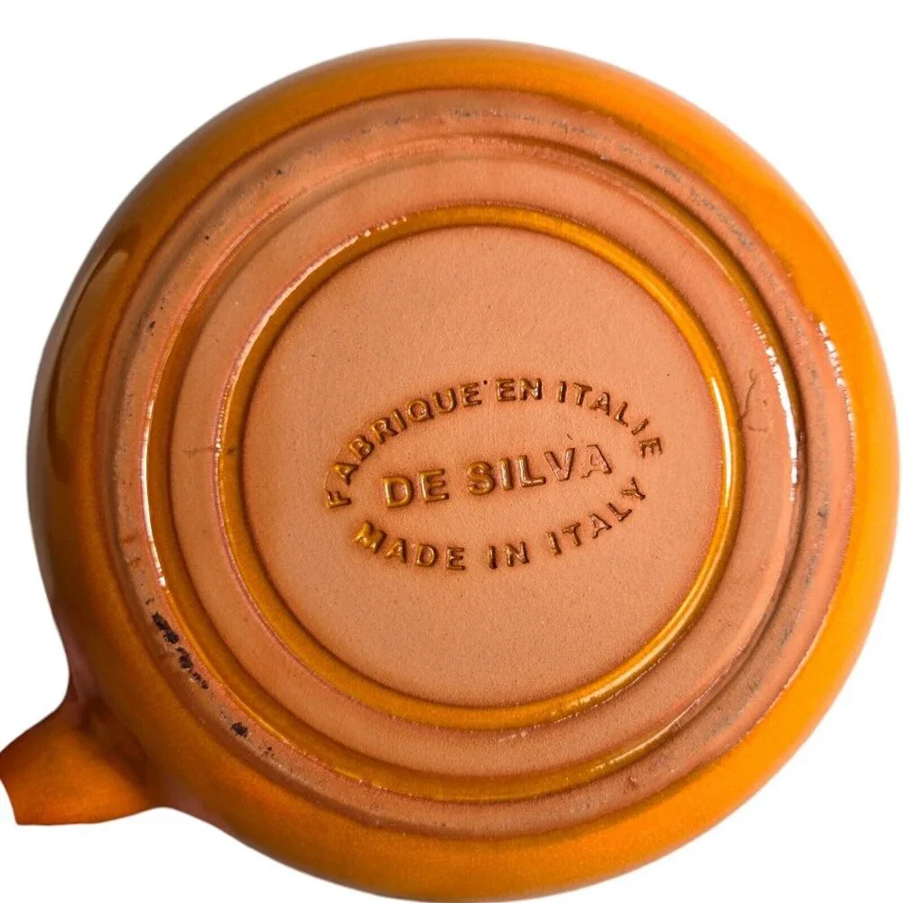 De Silva Orange Casserole Oven Safe Bowl Lid Made Italy‎ Terracotta MCM